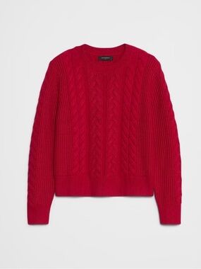 NWT Banana Republic Red Cable-Knit Crewneck Sweater